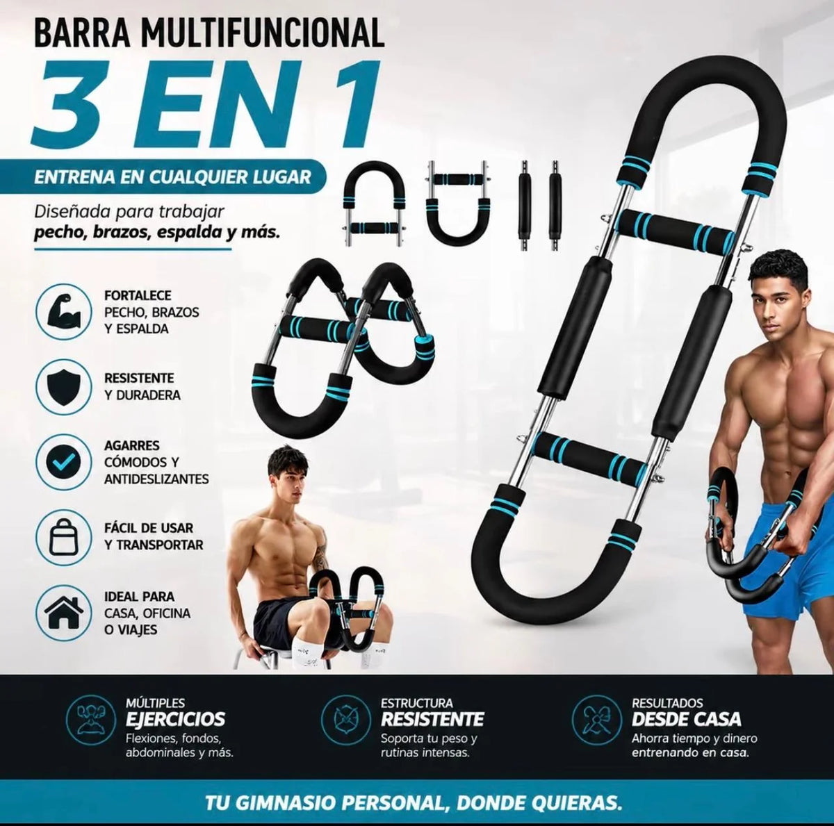 Ejercitador de Tren Superior - En 5 minutos, sin gimnasio ni pesas