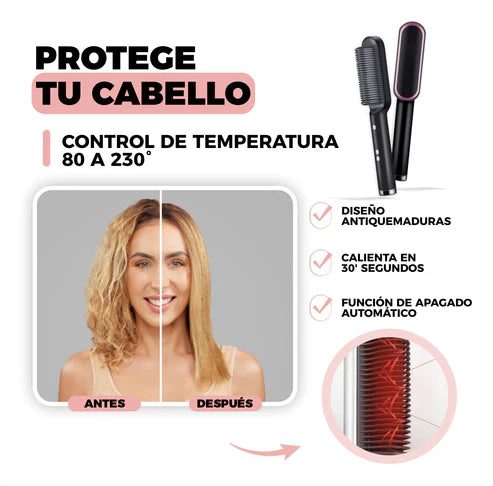 Cepillo Alisador CareGlow– Liso perfecto y sin frizz en minutos