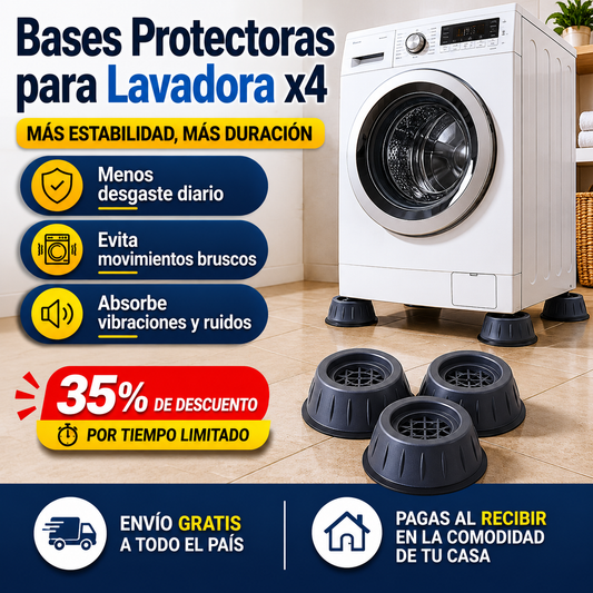 Bases Protectoras para Lavadora x4 - Más estabilidad, más duración