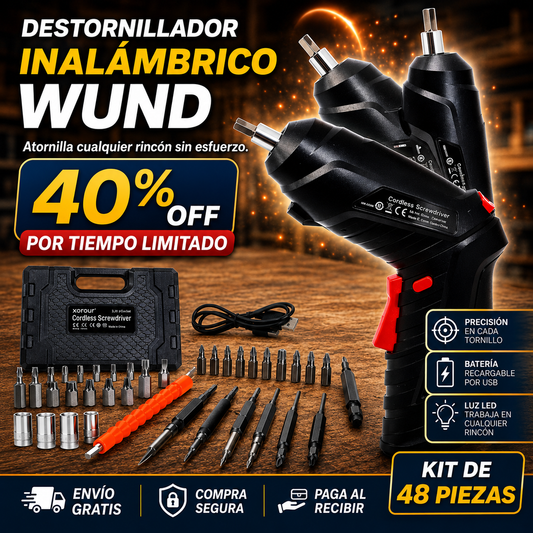 Destornillador Inalámbrico Wund - Atornilla cualquier rincón sin esfuerzo