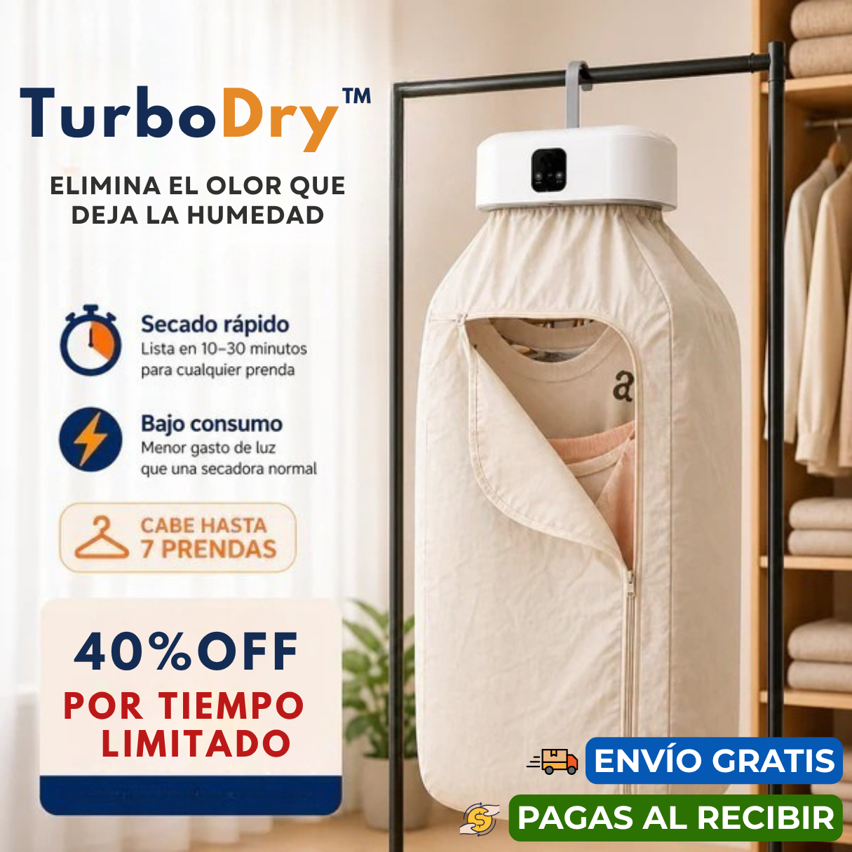 TurboDry™- Ropa seca de verdad… sin olor a humedad