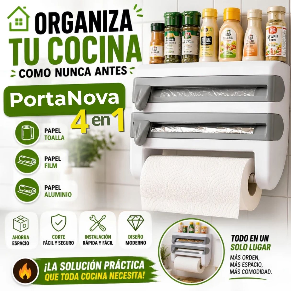 PortaNova 4 en 1 - La solución inteligente para una cocina organizada