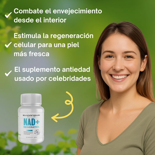NAD+ Resveratrol Antiedad – Tu defensa diaria contra el envejecimiento prematuro