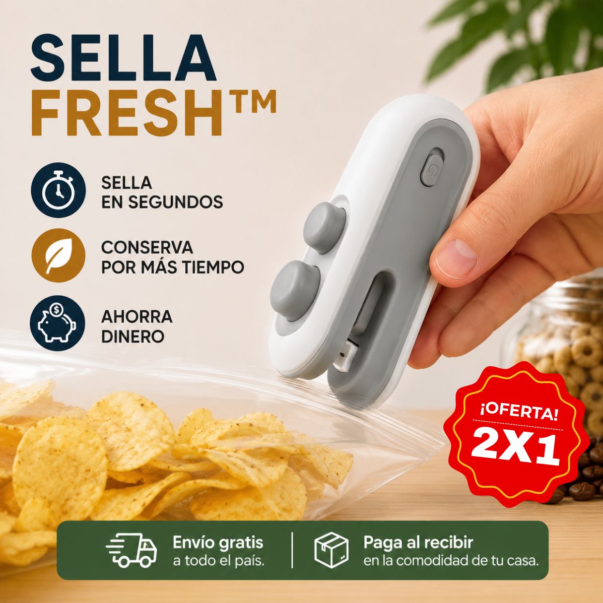 Sellafresh™ - Cierra, conserva y protege tus alimentos en segundos