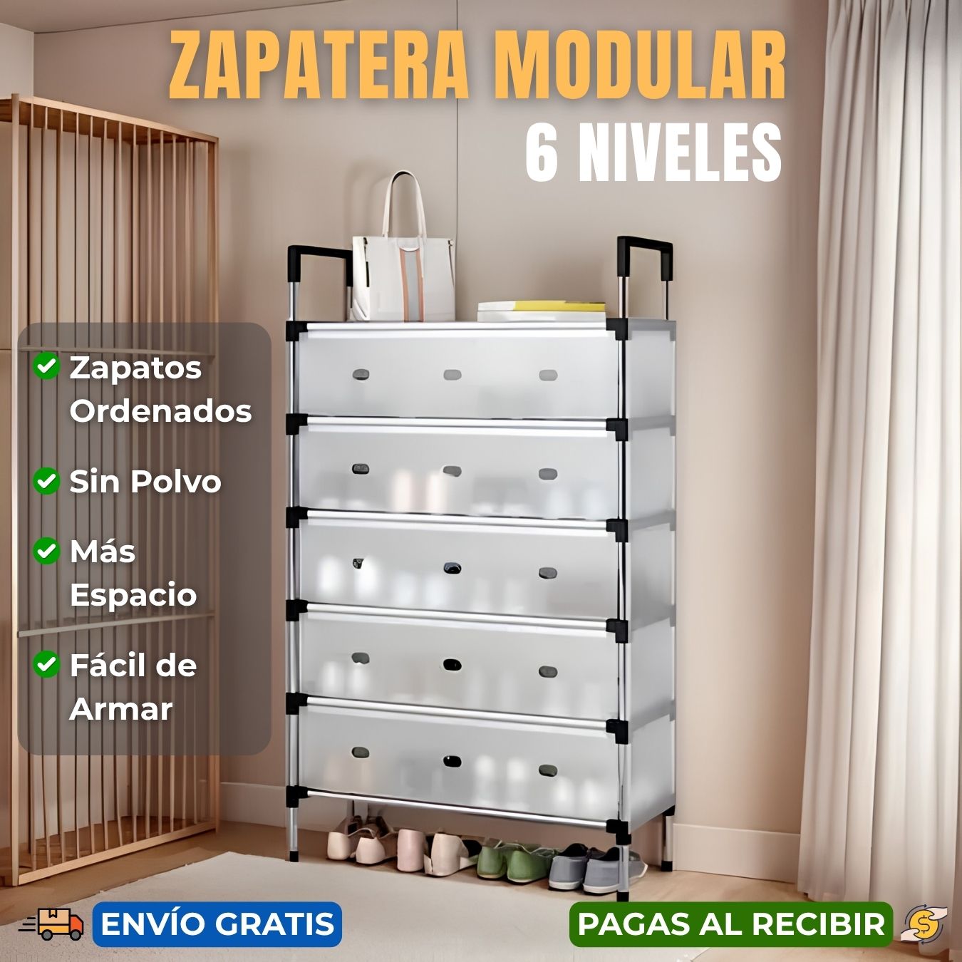 Zapatera Modular 6 Niveles - Guarda más zapatos, aprovecha tu espacio