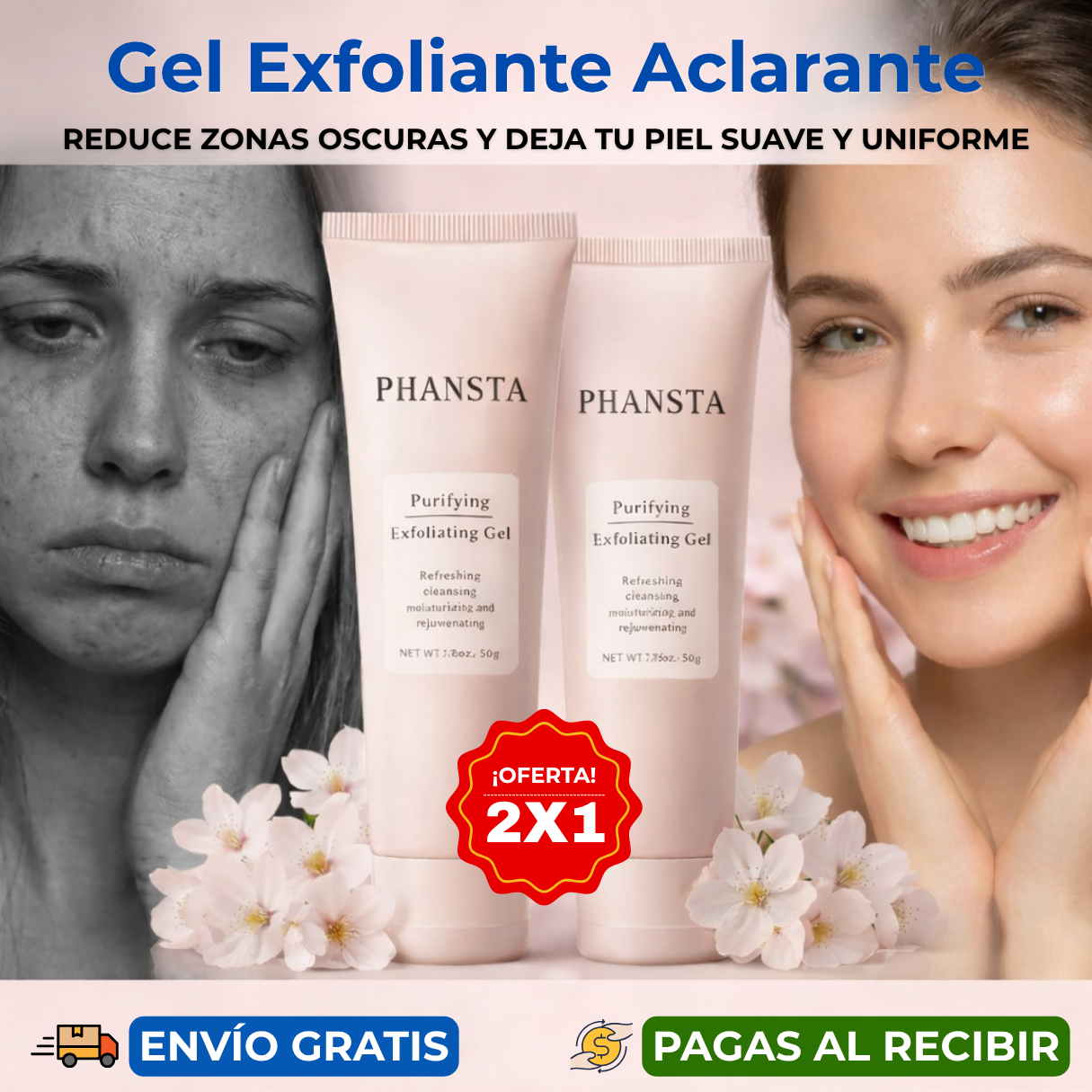 Gel Exfoliante Aclarante - Reduce zonas oscuras y deja tu piel suave y uniforme