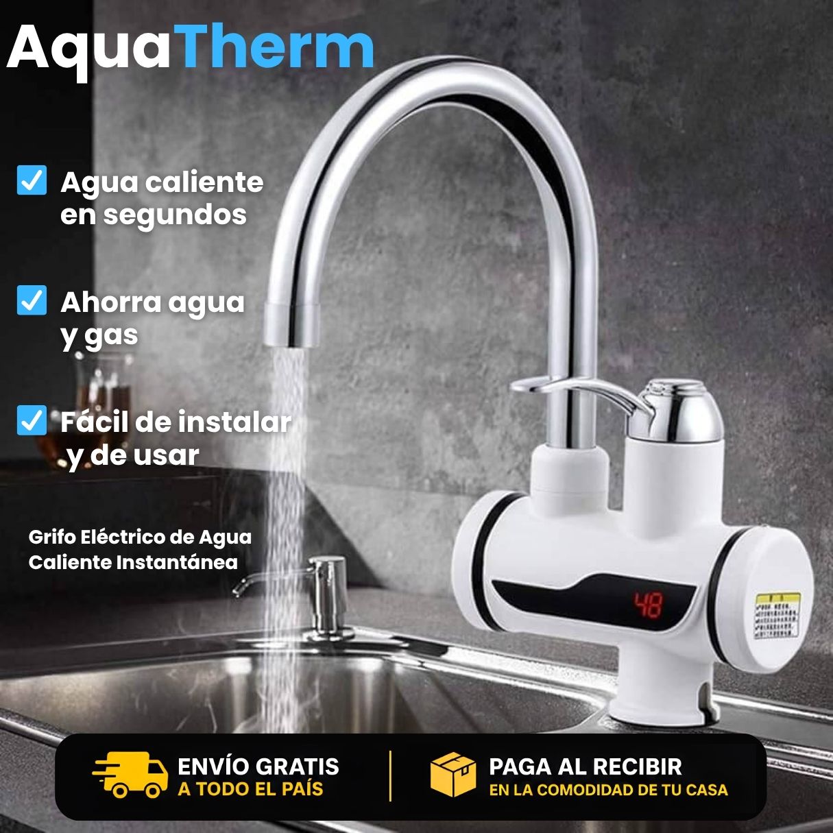 AquaTherm - Grifo Eléctrico de Agua Caliente Instantánea