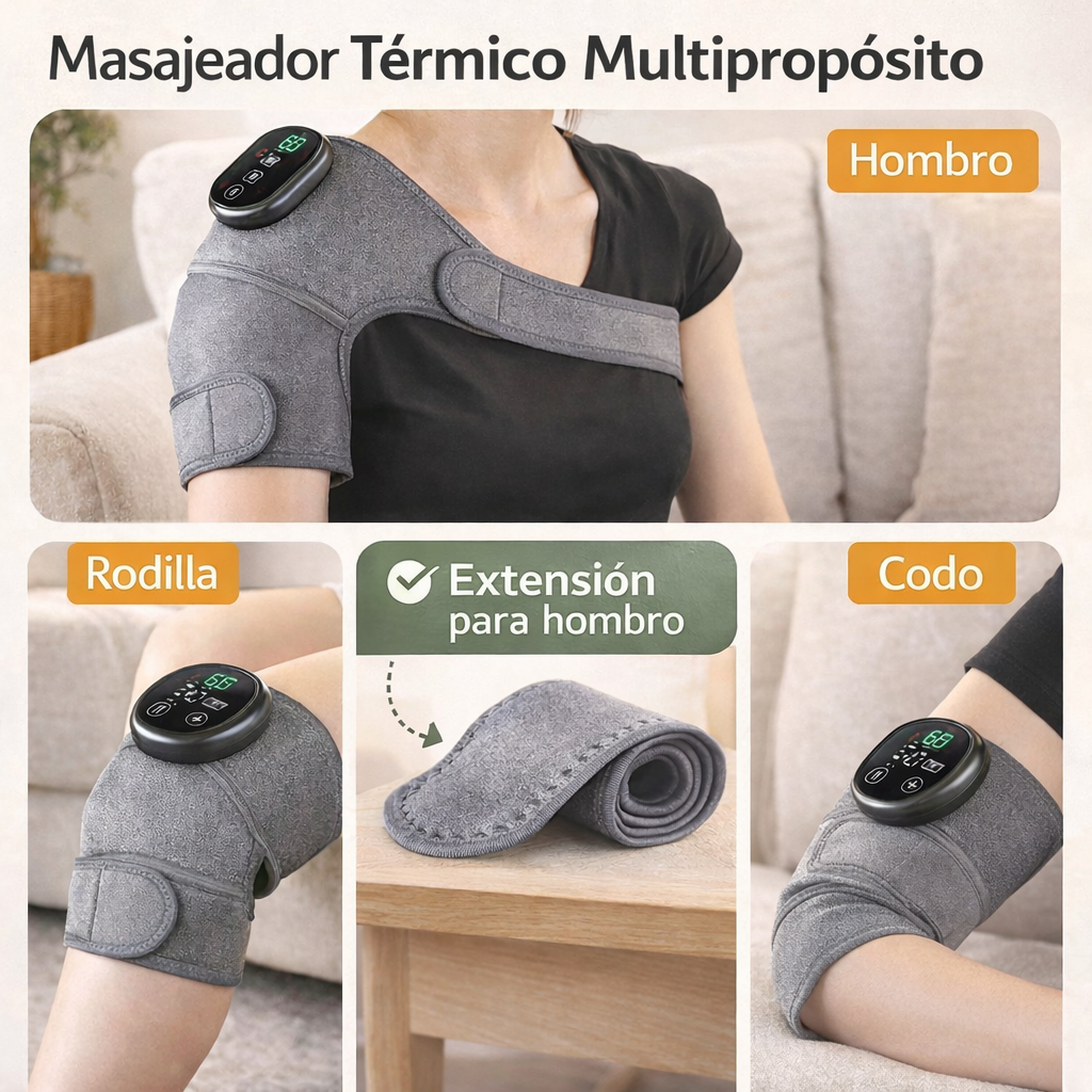 Rodillera Térmica de Fisioterapia - Calor y masaje para rodillas, hombros y codos