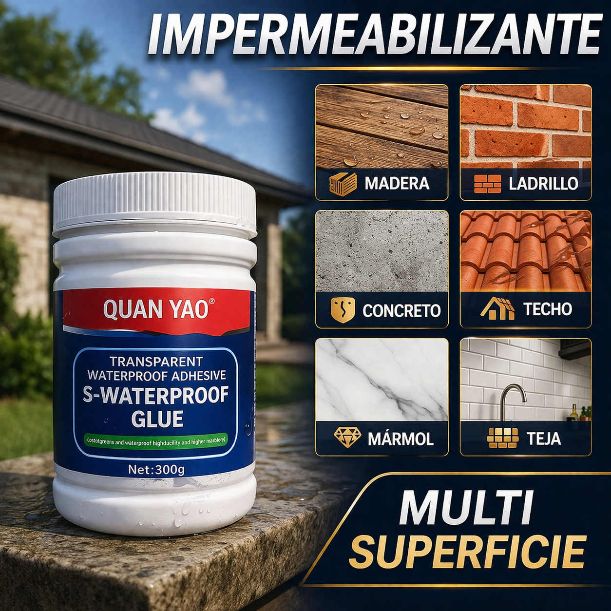 Sellador Impermeable MultiSuperficie - Resiste Agua, Lluvia y Humedad