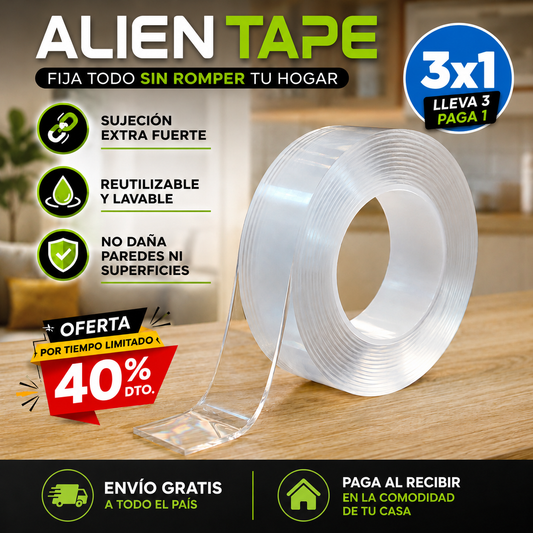 Cinta Doble Faz AlienTape – Fija todo sin romper tus paredes