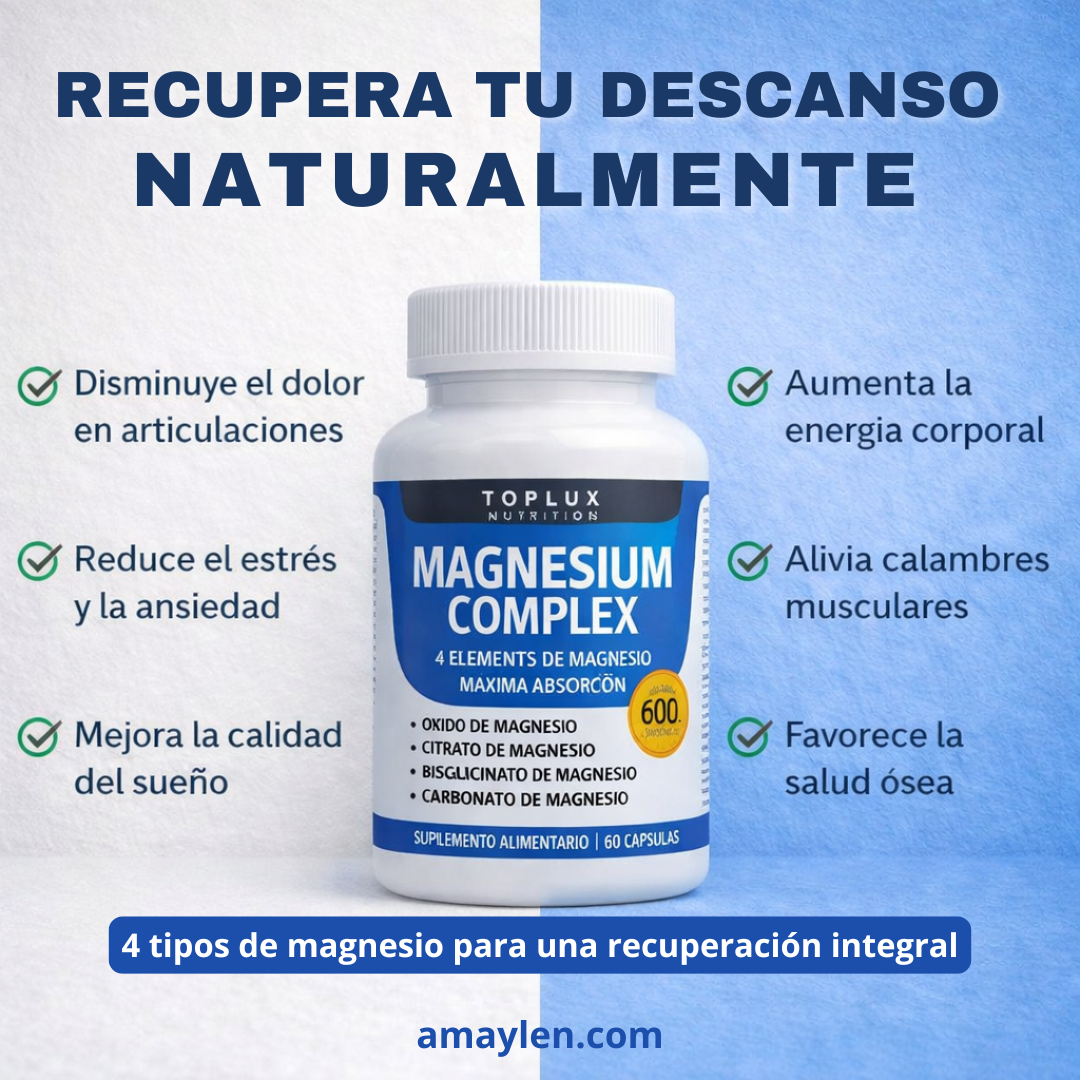 Complejo de Magnesio 4 en 1, 600 mg – Descanso real. Recuperación real