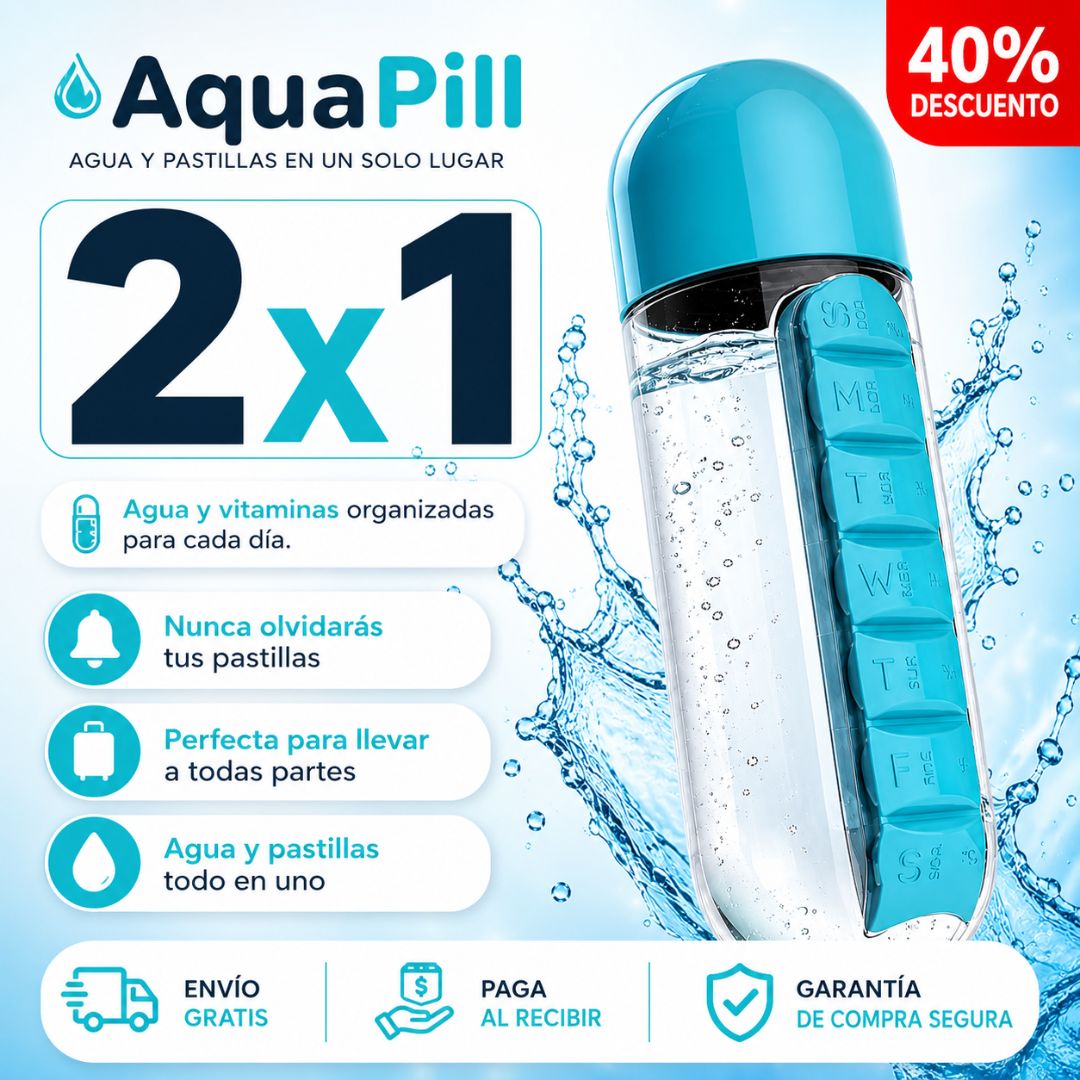 Botella Pastillero AquaPill - Tu agua y tus pastillas en un solo lugar