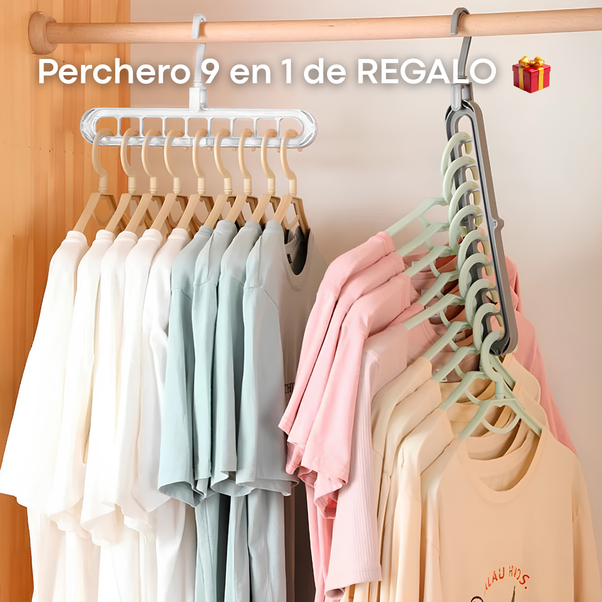 Perchero AhorraEspacio 5 en 1 - Encuentra tu ropa rápidamente