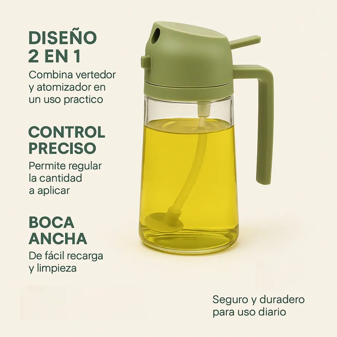 Dispensador de Aceite 2 en 1 | Rocía, Vierte y Cocina sin Desperdiciar