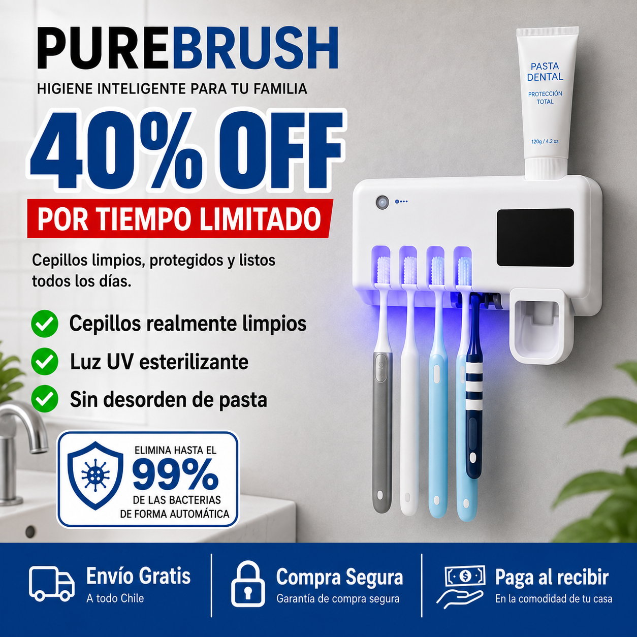 PureBrush UV - Esteriliza tus cepillos todos los días
