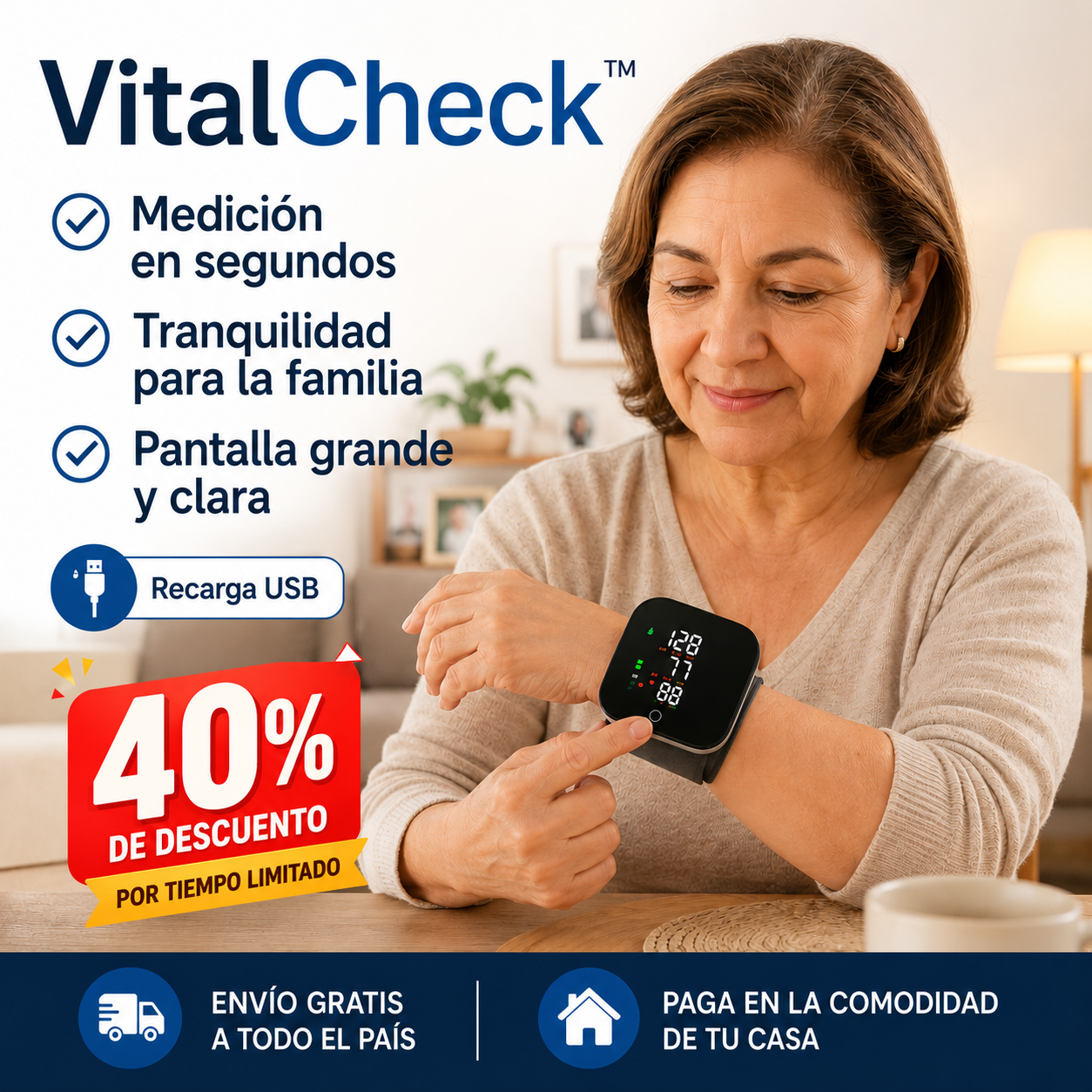 Tensiómetro Digital VitalCheck™- Monitorea tu salud fácilmente