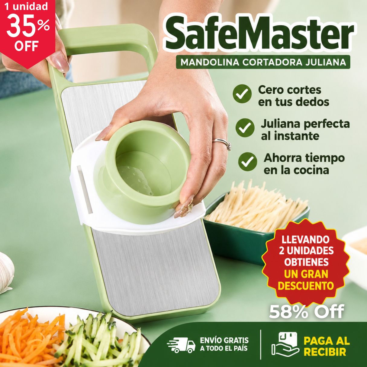 SafeMaster - Cortes en juliana perfectos sin riesgo para tus dedos