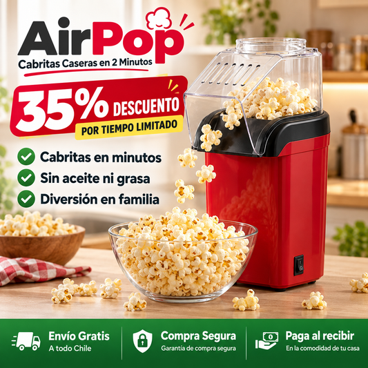 Máquina de Palomitas AirPop - Cabritas Caseras en 2 Minutos