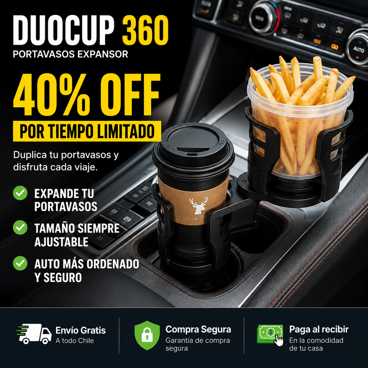 Expansor de Portavasos DuoCup 360 - Más espacio, más firme, más cómodo