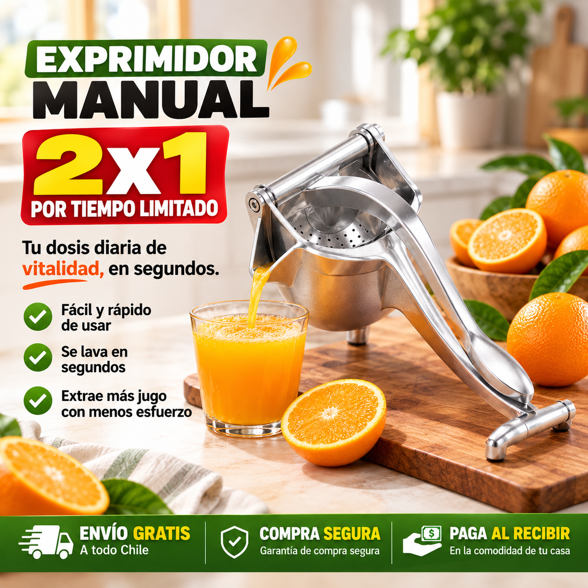 Exprimidor Manual - Tu dosis diaria de vitalidad, en segundos