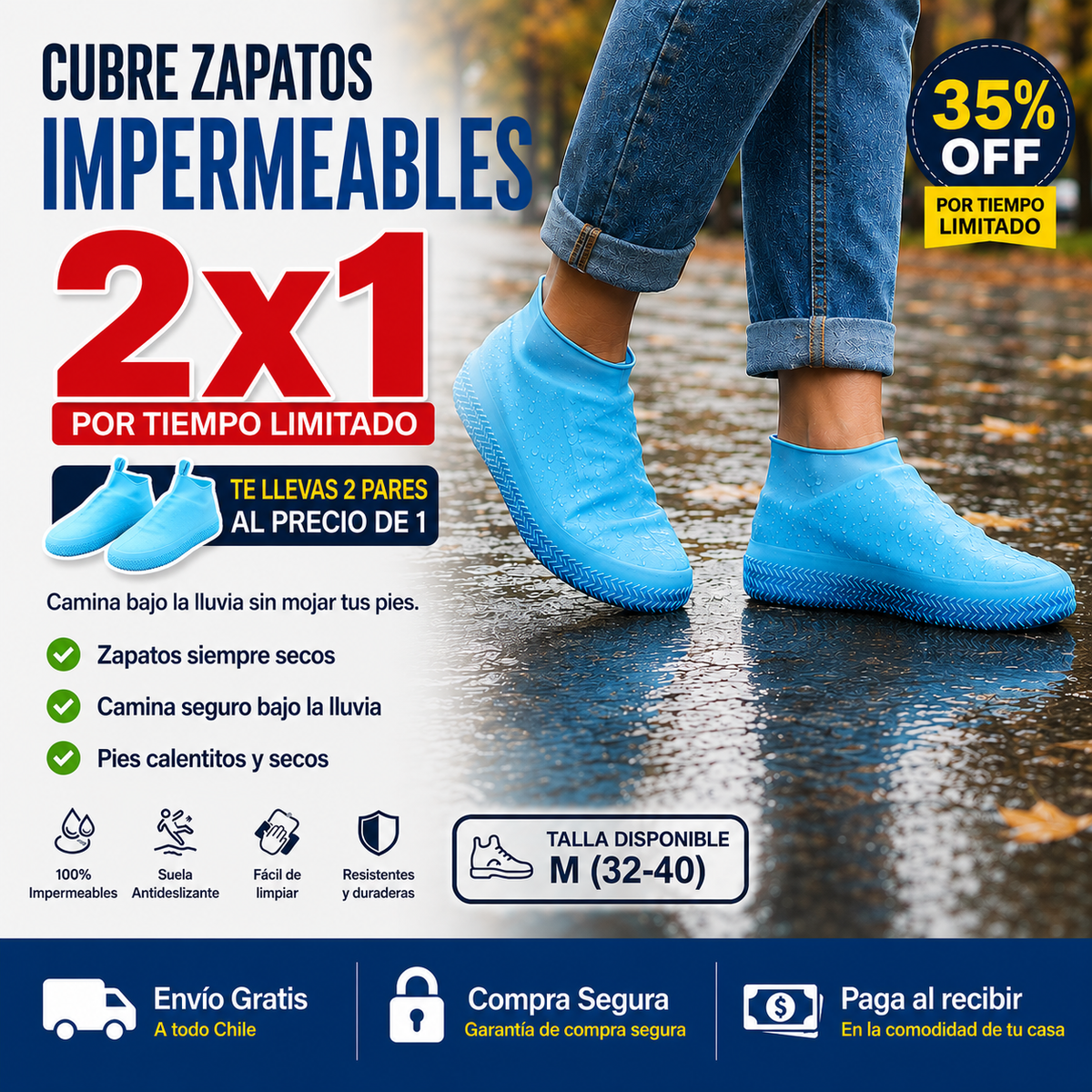 Cubre Zapatos Impermeables - Zapatos secos pase lo que pase