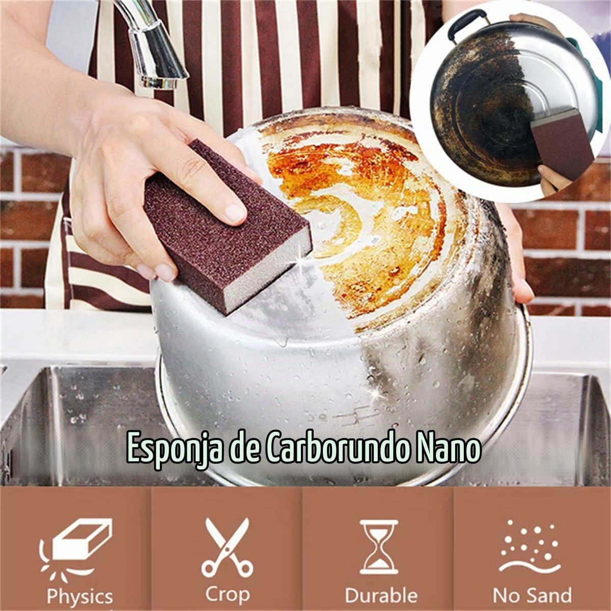 Esponja quita óxido NanoClean - Quita manchas difíciles fácilmente