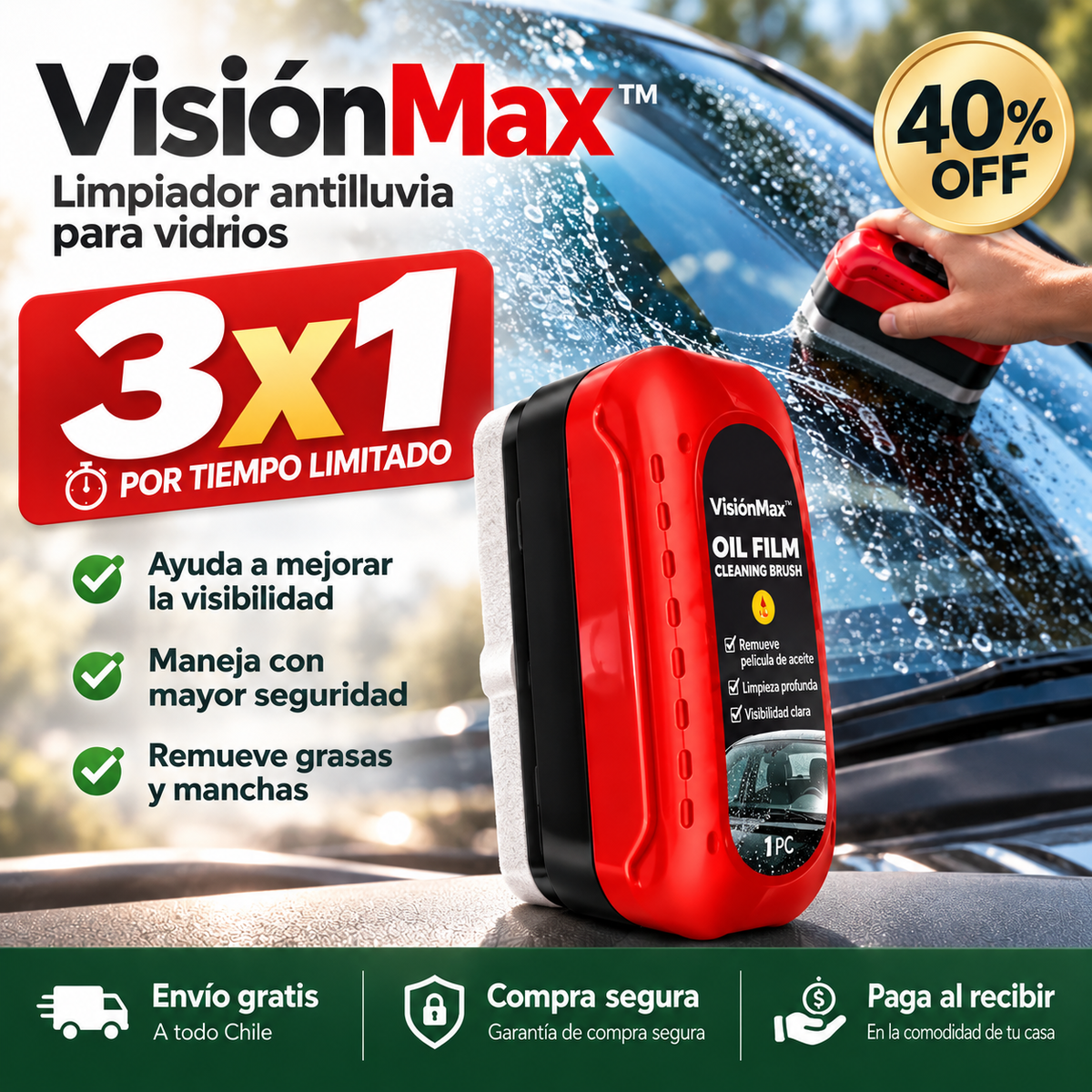 Limpiador antilluvia VisioMax™ - Repele el agua y maneja con seguridad