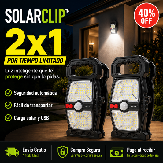 Lámpara Portátil SolarClip™ - Seguridad portátil sin cables ni pilas