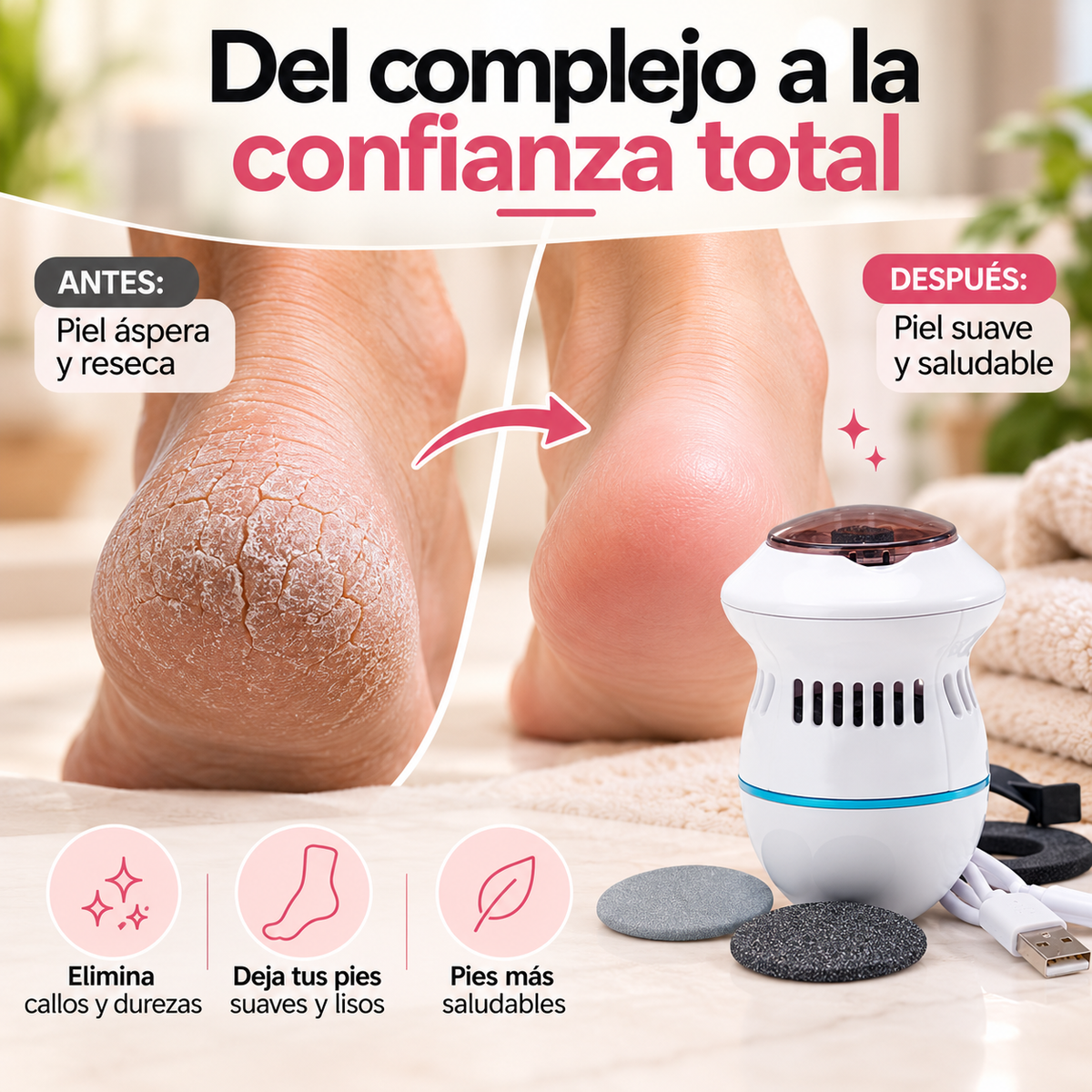 Removedor de callos PediGlow - Pies suaves al instante