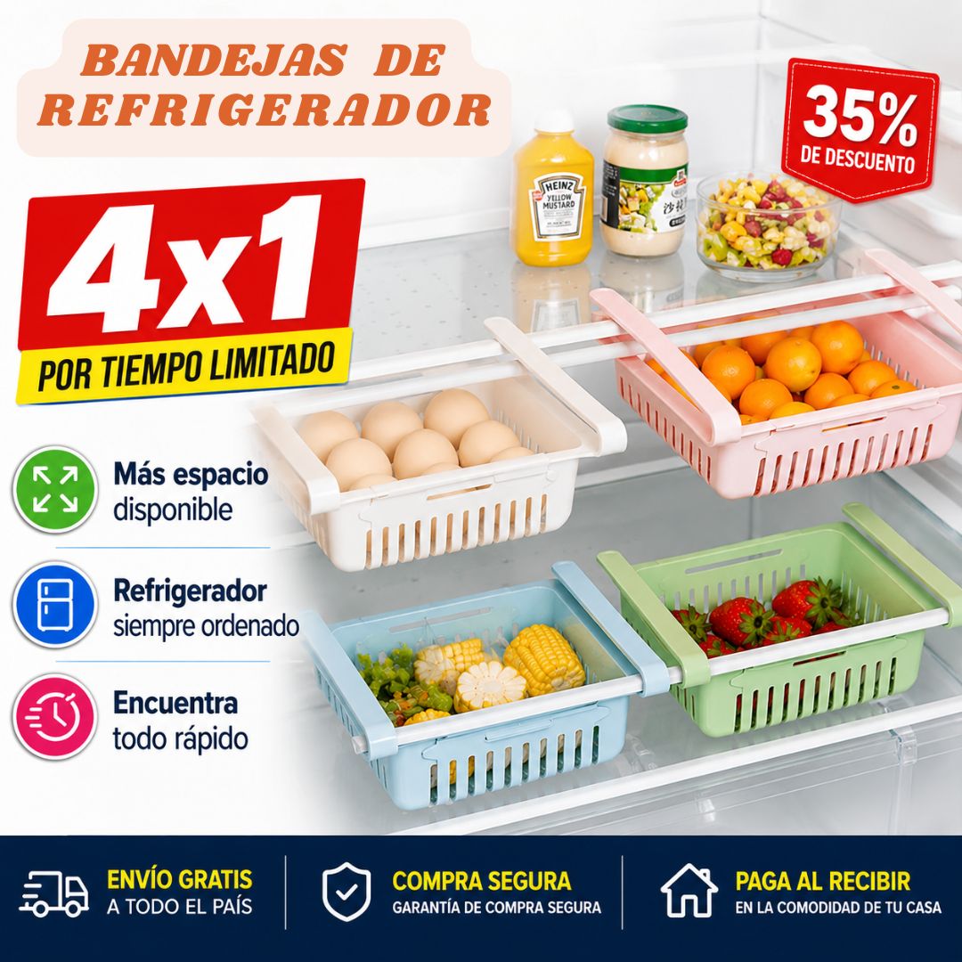 Bandejas para Refrigerador Kit 4 - Aprovecha el espacio que hoy estás perdiendo