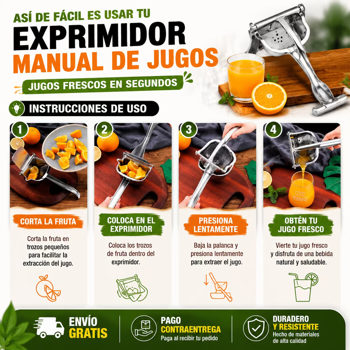 Exprimidor Manual - Tu dosis diaria de vitalidad, en segundos
