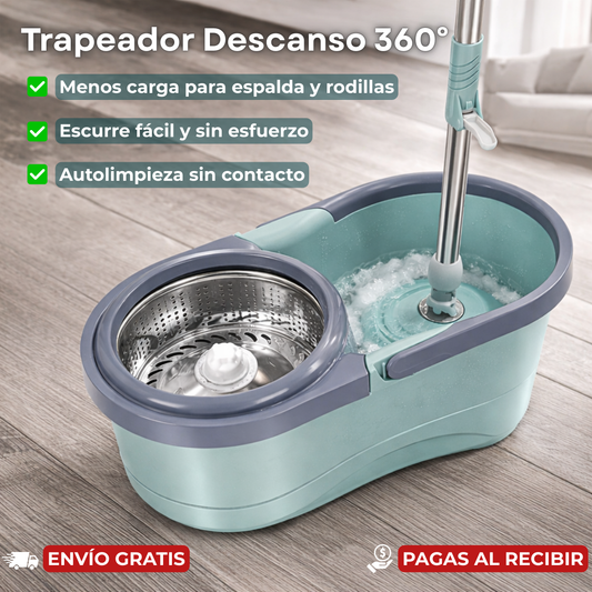 Trapeador Descanso 360°- Limpia tu casa sin forzar la espalda ni las rodillas