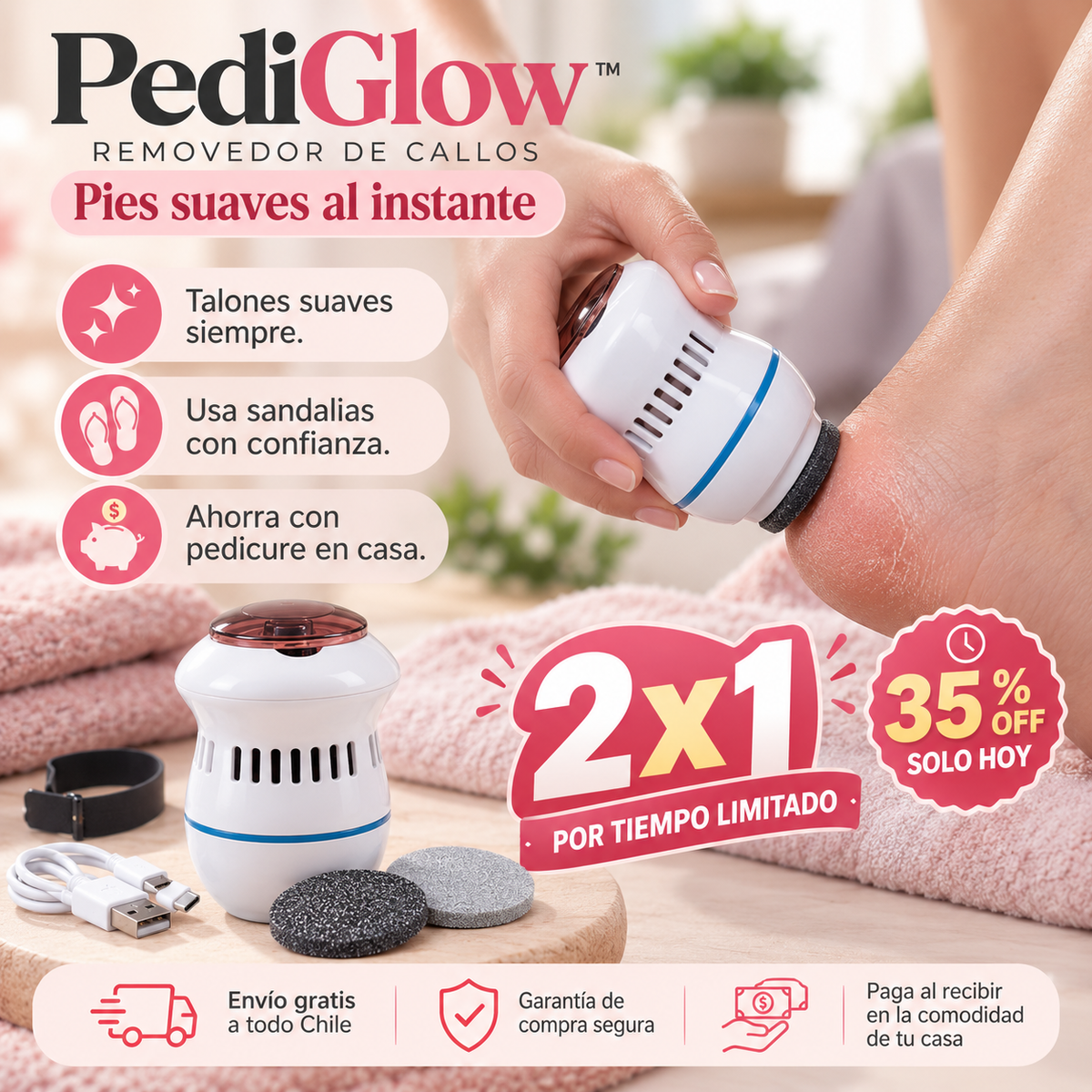 Removedor de callos PediGlow - Pies suaves al instante