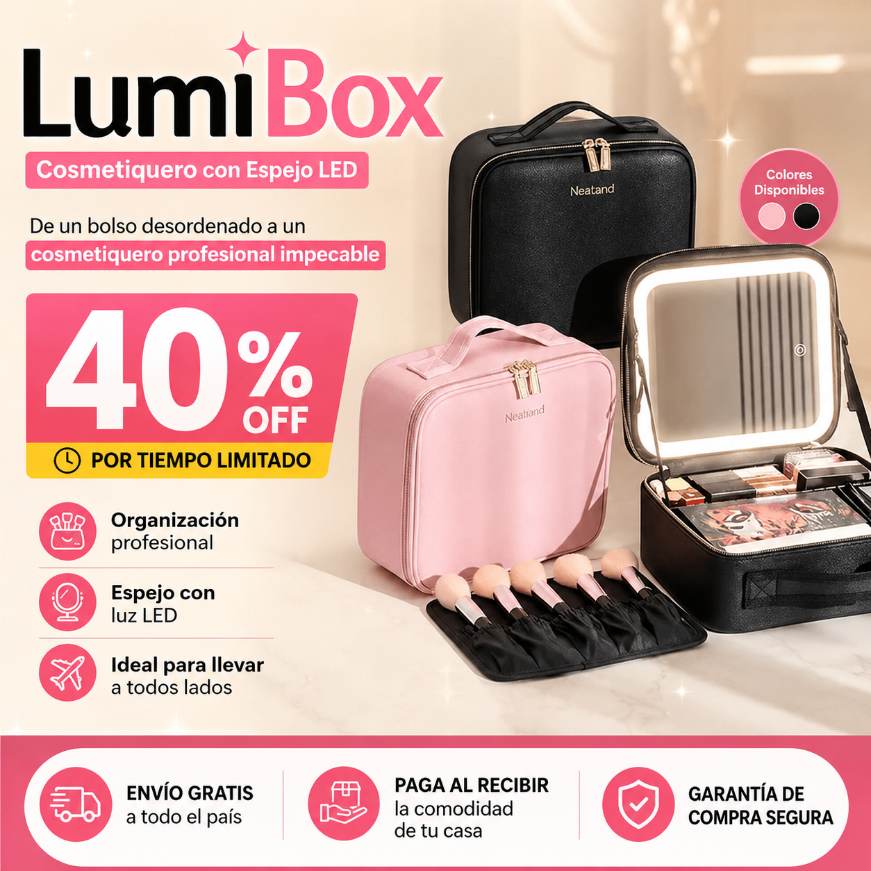 LumiBox - Maquillaje ordenado con luz LED incorporada