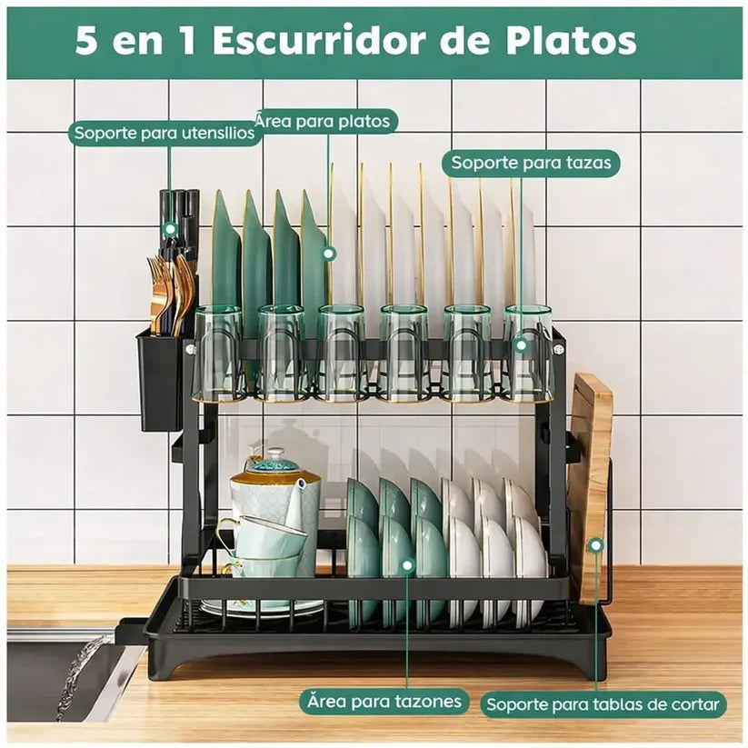 Escurridor de platos de 2 niveles - Todo en su lugar, todo ordenado