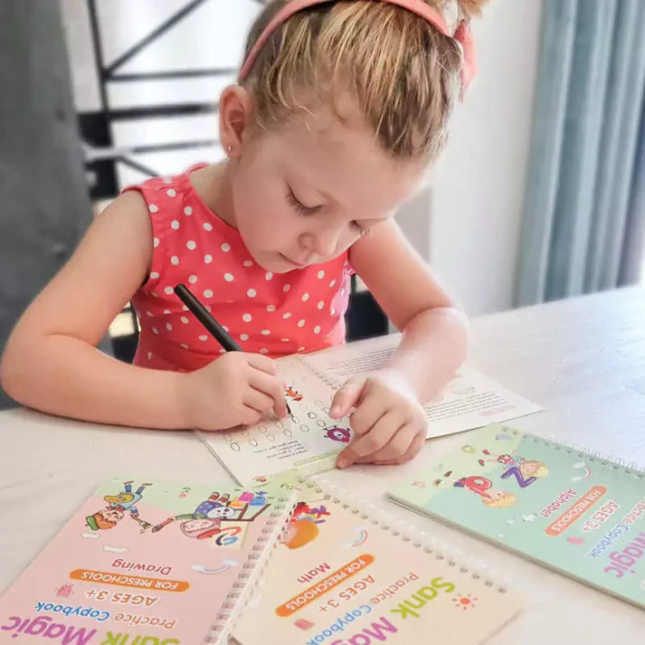 Set Montessori de Caligrafía x4 - Reutilizables con tinta mágica