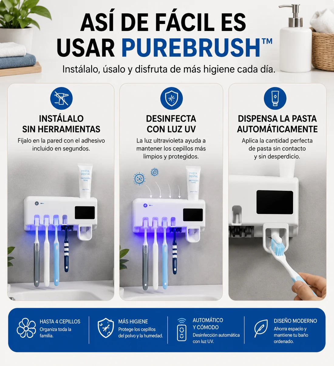 PureBrush UV - Esteriliza tus cepillos todos los días