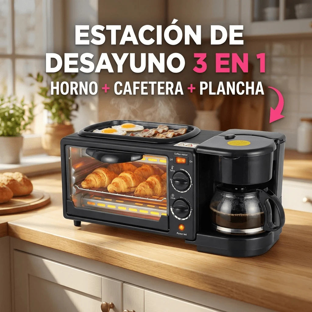 Centro de Desayuno 3 en 1 - Café, tostadas y desayuno… todo al mismo tiempo