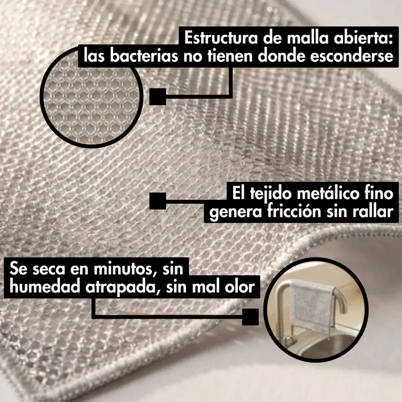 MetalClean x10 – El paño metálico reutilizable que reemplaza la birutilla tradicional