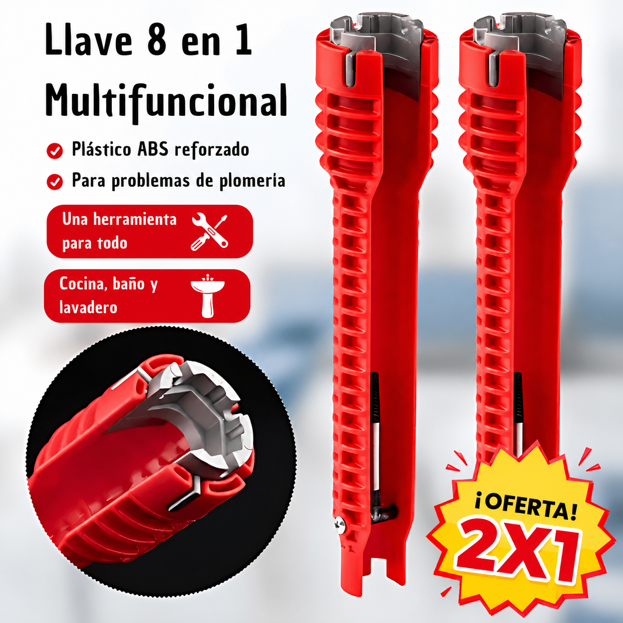 Llave 8 en 1 Multifuncional - Repara cualquier conexión sin gastar de más