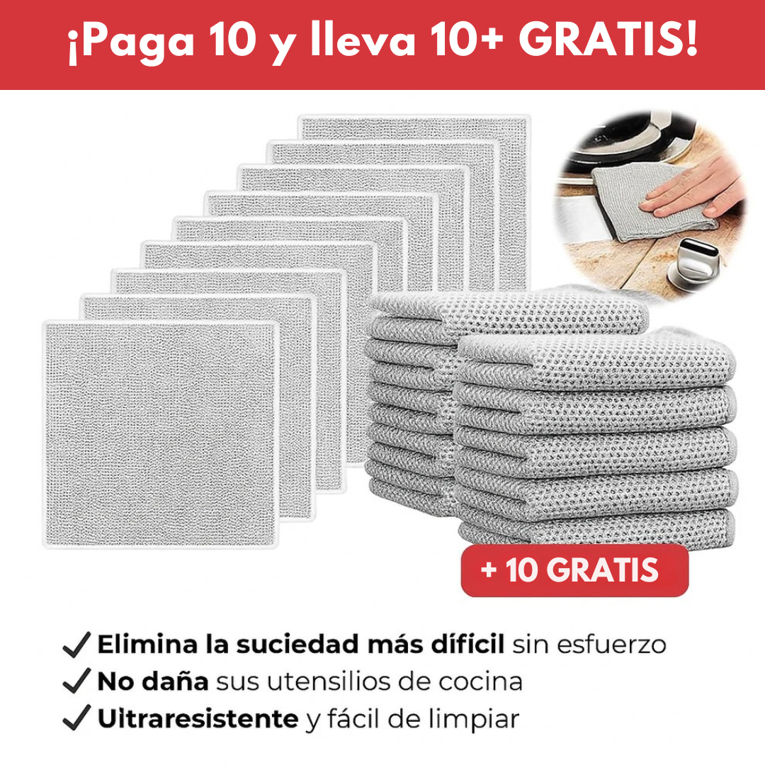 Paños de limpieza CleanPro – Pack de 10 + 10 GRATIS